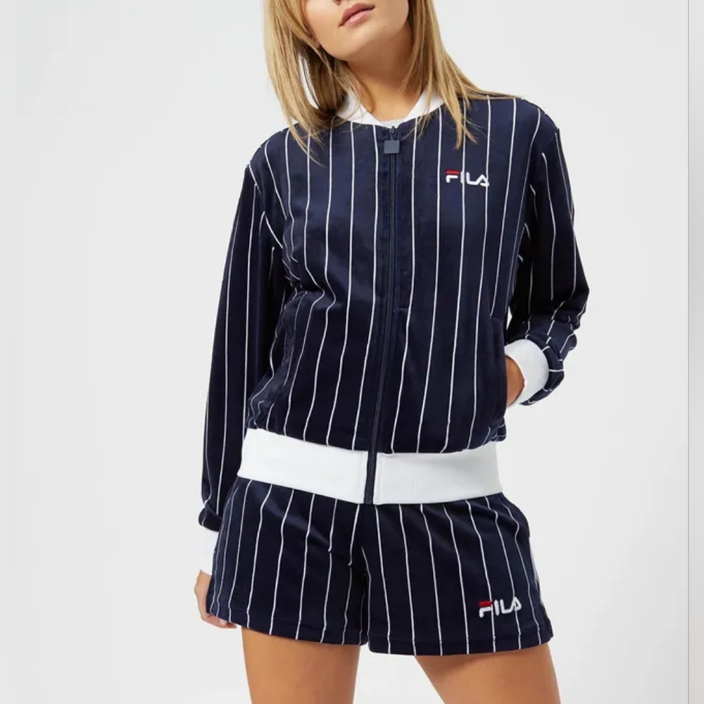 FILA Alaska Velour Pinstripe Bomber Jacket - Picture 3 of 7